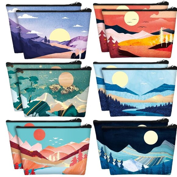 12 Pcs Mountain Makeup Bag Portable Travel Cosmetic Bag Cute Zipper Pouches for - Picture 1 of 6